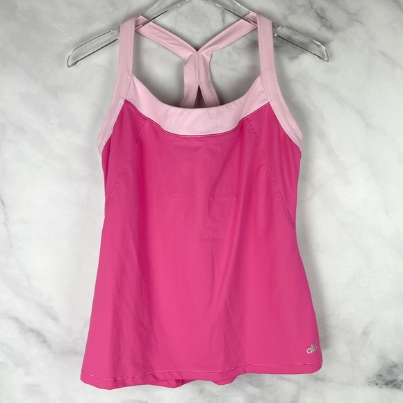 ALO Yoga Tops - Alo Yoga Coolfit 2-Tone Pink Shelf Bra Support Active Workout Tank Top Plus XL